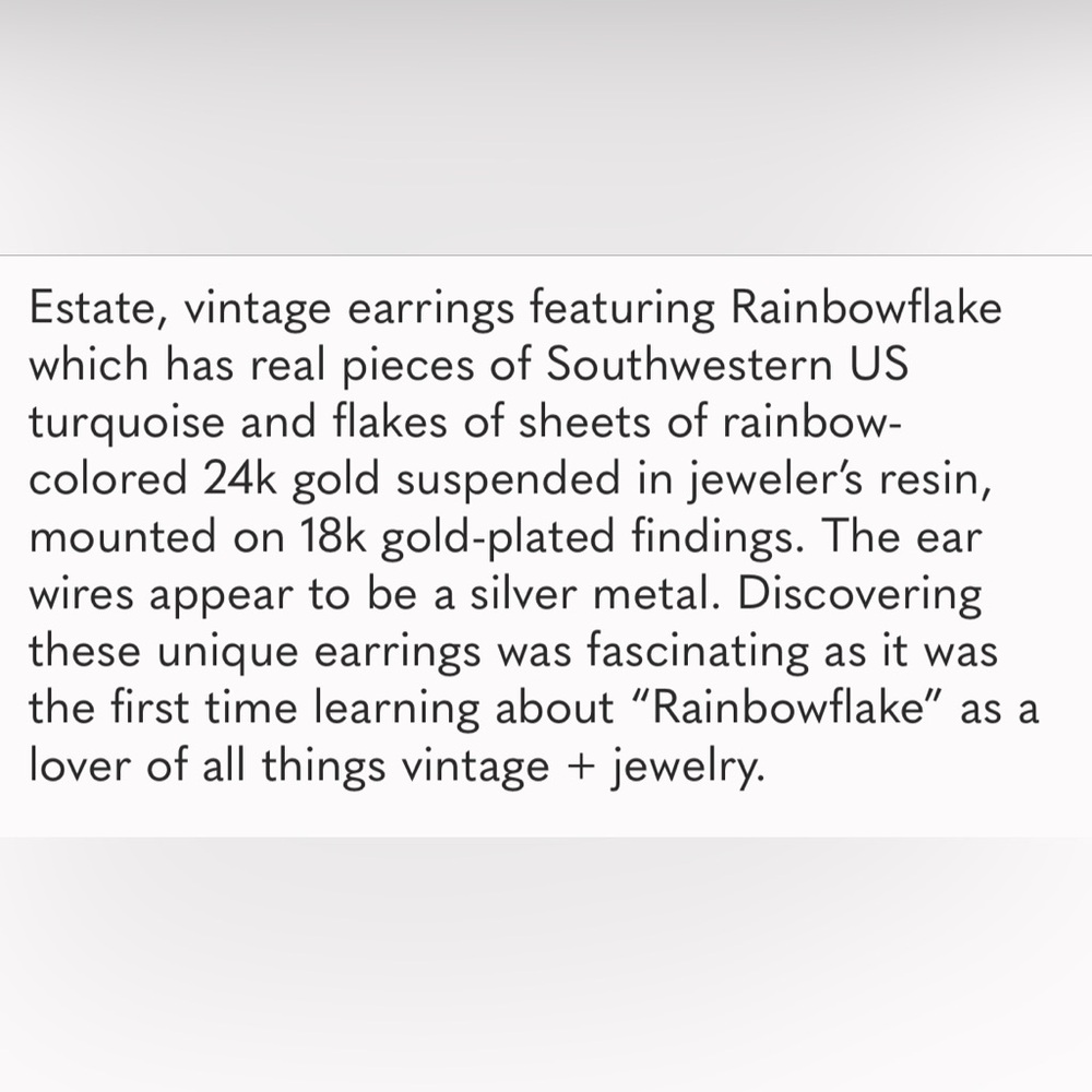 ✨ VTG, Rainbowflake Earrings Pierced Dangles Turquoise Gold Flakes - Picture 15 of 15